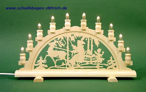 Schwibbogen Schlittenfahrt mit 10 el. Kerzen; Lnge ca. 46cm