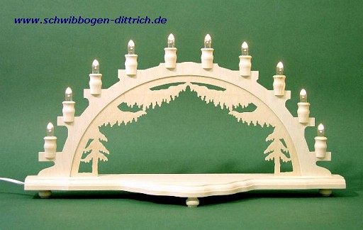 Schwibbogen Waldmotiv,59cm lg.x 14cm breit,10 el.Kerzen